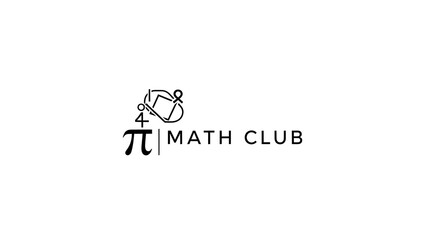 Math club logo displaying pi symbol and geometric shapes in black and white on a white background ai generated