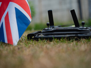 British Flag with drone and remote controller