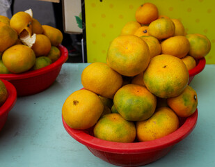 Korean tangerines or Gyul sold in Jeju Island.