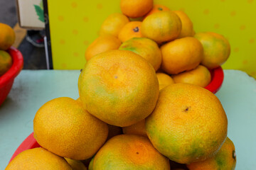 Korean tangerines or Gyul sold in Jeju Island.