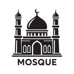 black and white mosque logo vector