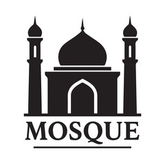 black and white mosque logo vector