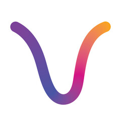 Abstract flowing wave shape with vibrant gradient colors on a white background