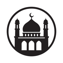black and white mosque logo vector