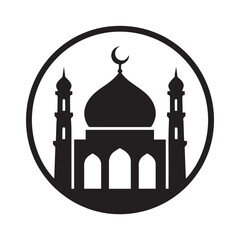black and white mosque logo vector