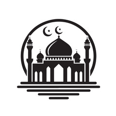 black and white mosque logo vector