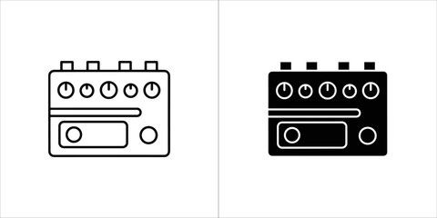 Sound mixer icon in outline and glyph style for music production