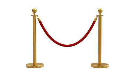 Elegant golden stanchions with plush red velvet rope creating a barrier for exclusive access and vip event entrances