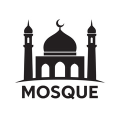 black and white mosque logo vector