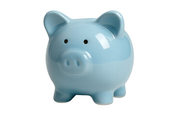 Blue piggy bank saving money for future investments, finance, and wealth management, transparent background