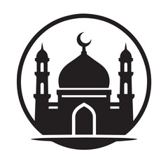 black and white mosque logo vector