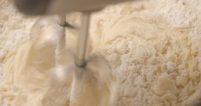Pastry preparation close up slow motion