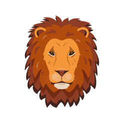 Lions face. Wild red Lion head icon isolated on white background. Animal Vector illustration.