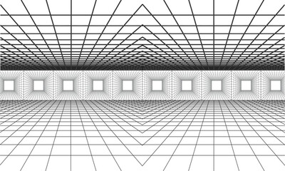 abstract architectural background, abstract architectural background, abstract architecture background, Futuristic perspective grid vector disappearing into horizon - 1
