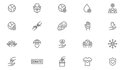 Healthcare donation icon collection vector design illustration template in trendy style with editable stroke