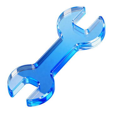 Wrench icon 3D glass texture