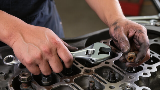 auto mechanic repairing car engine