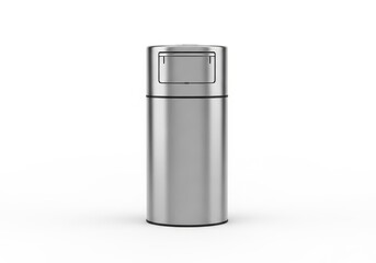 Modern stainless steel outdoor trash can with lid and ashtray
