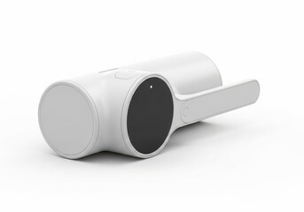 3d illustration of modern white handheld vacuum cleaner isolated on white background, minimalist design