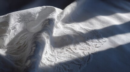 Intricate lace shadows dance like memories on vintage bridal satin, echoing Lunar New Year traditions and serene hygge moments