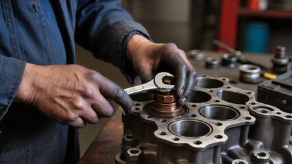 close up of a mechanic working on a car