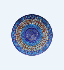 blue ceramic plate