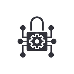 Obraz premium Digital Security Technology With Padlock And Gear Icon