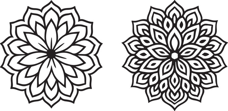 Mandala flower patterns simple designs for relaxation and art vector