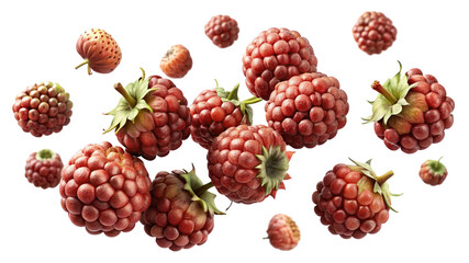 Delicious yumberries scattered against a deep showcasing their unique texture and color