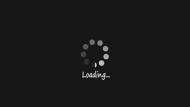 Dots spinning animation loading and buffering icon circle animation on grey background. Loading circle refresh and reload animation.