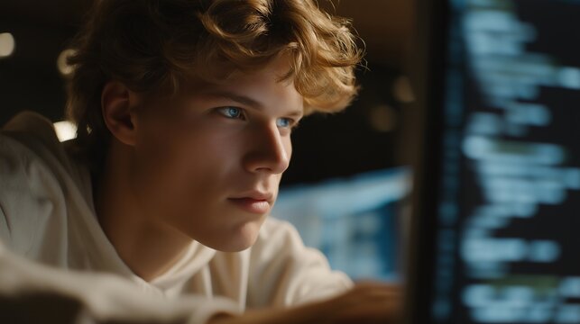 Computer screen flashing critical virus warning while user panics, symbolizing cybersecurity threat, malware risk, urgent IT action, and digital safety awareness in modern technology environments.