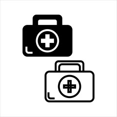Medicine storage box icon set