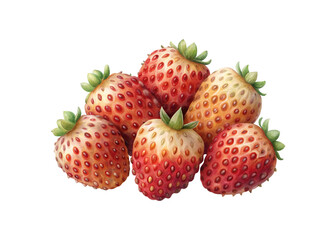 Close-up top view of fresh ripe pineberry strawberries grouped together sweet fruit food photography
