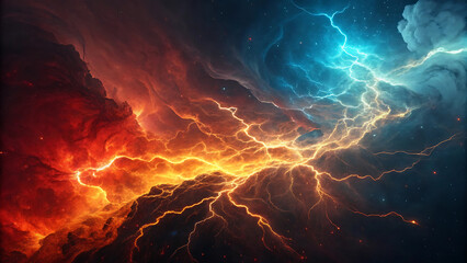 Abstract lightning in space, computer generated abstract background, 3D rendering