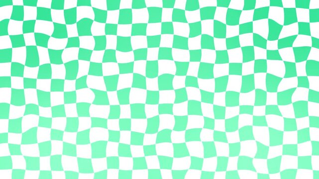 Teal green and white checkboard background 4k seamless loop