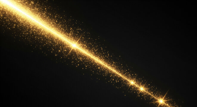 Elegant black and gold glowing background with diagonal light sparkles &mdash; premium design template