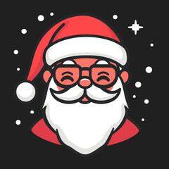 Vector image of Santa Claus portrait, flat design, bold red and white, festive character for holidays