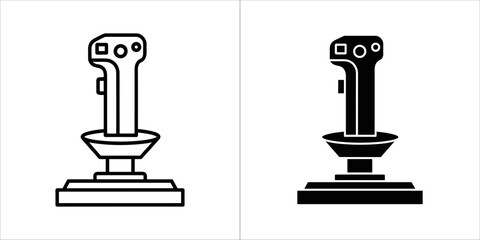 Joystick icon in outline and glyph style for game design
