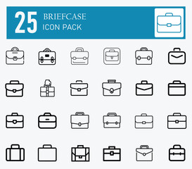Briefcase and suitcase line icon pack