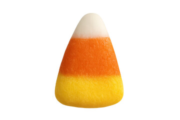 Fototapeta premium Candy corn displaying traditional yellow, orange, and white colors, a classic sweet confection for halloween, on transparent background