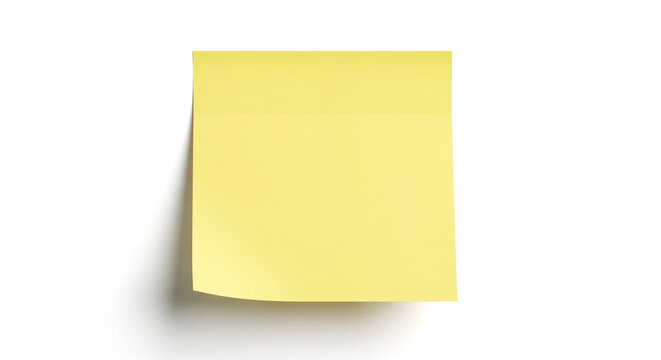 A single, square yellow sticky note is centered against a white background