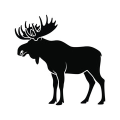 Moose silhouette isolated on white graphic wildlife animal large mammal majestic