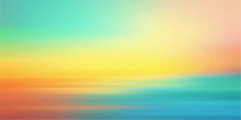 Abstract blurred background with vibrant pastel gradient of yellow blue and orange colors creating a soft dreamy effect