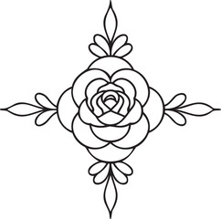 Floral Divider with Central Rose – Decorative Divider Vector Floral