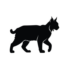 Lynx silhouette walking profile view mammal wild animal predator domestic cat family feline