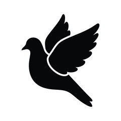 Dove silhouette bird in flight with wings spread vector graphic symbol of peace and freedom