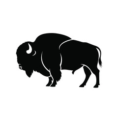 Bison silhouette majestic wild animal standing on vector illustration graphic