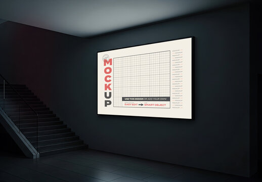 Horizontal Backlight Sign Mockup Indoor