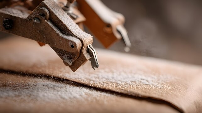 Close-up of Leather Splitting Machine