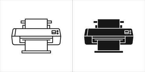 Printer icon set, a device that accepts text and graphic output from a computer